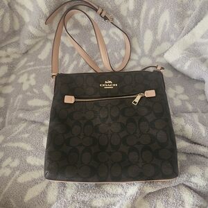 Coach Brown and Light Pink Crossbody Handbag